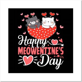 Cute Cat Happy Meowentines Valentines Day Girl Kitty Posters and Art